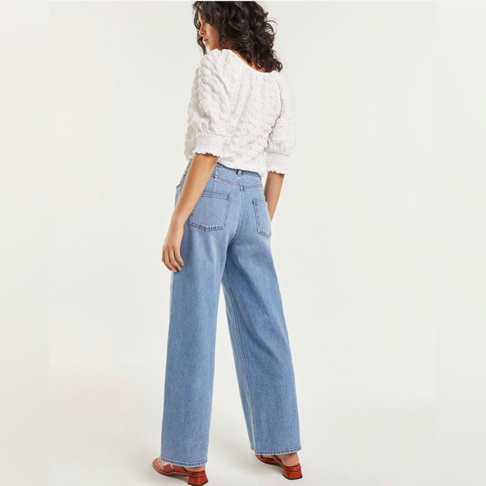 Reitmans womens light wash stretchy denim wide leg 34 waist
